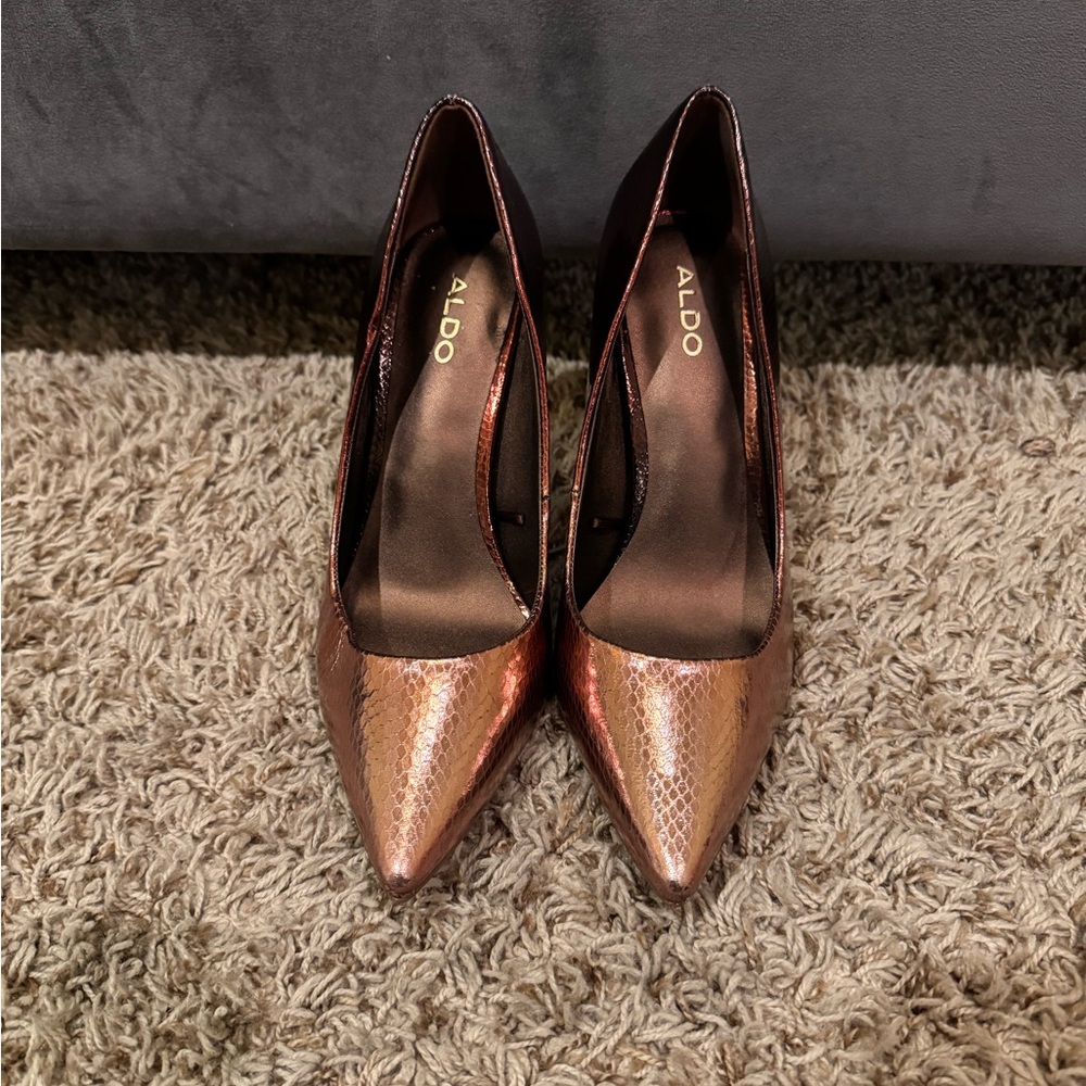 Aldo Lala High Heels Bronze Metallic Women’s Size 8